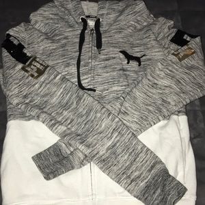 VS PINK Gray Marble Full Zip Hoodie.